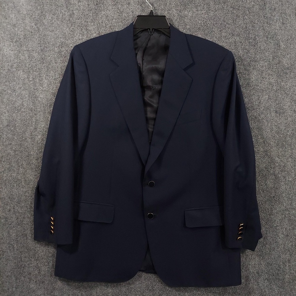 Maus & Hoffman Blazer Mens 40 Navy Wool Made In Italy Lined 2 Button Overcoat